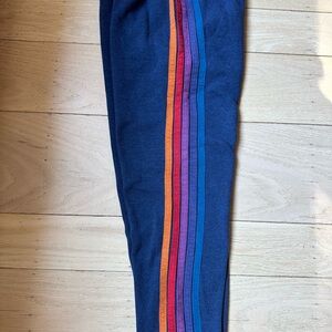 Aviator Nation Blue Track Pants with Multicolor Stripes